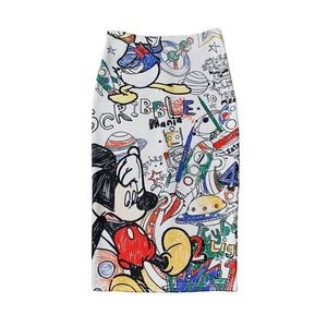 Enchanting Elegance: Disney's Mickey Mouse Graffiti Pencil Skirt Bodycon Small